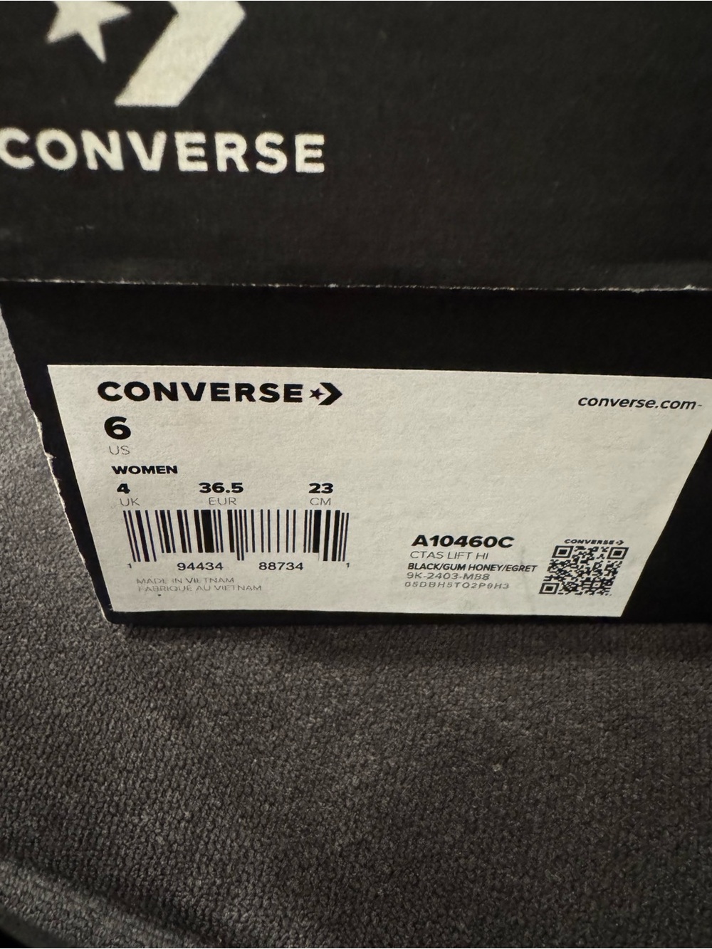 Women's Chuck Taylor All Star High Black Gum Honey Size 6 - Picture 6 of 8